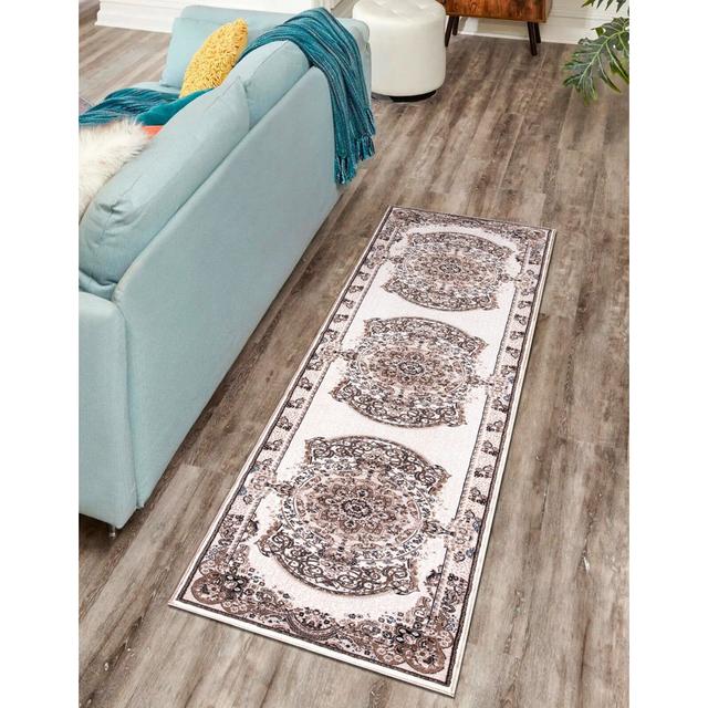 Runner Casimier Floral Machine Woven Runner 80 X 300cm Cream Area Rug Set Latitude Vive on Productcaster.