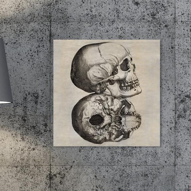 'Double Skull' Painting on Wrapped Canvas East Urban Home Size: 61 cm H x 61 cm W x 3.8 cm D on Productcaster.