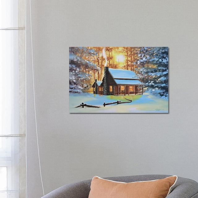 Cute Snow-Covered Cabin In The Woods by D. "Rusty" Rust - Gallery-Wrapped Canvas Giclée on Canvas Alpen Home Size: 45.72cm H x 66.04cm W x 1.905cm D, on Productcaster.