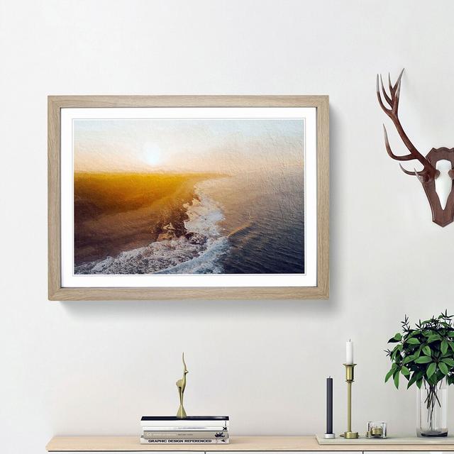 Sunrise over a Beach in France - Picture Frame Painting Print on MDF East Urban Home Size: 48cm H x 65cm W x 2cm D, Frame Option: Oak Framed on Productcaster.