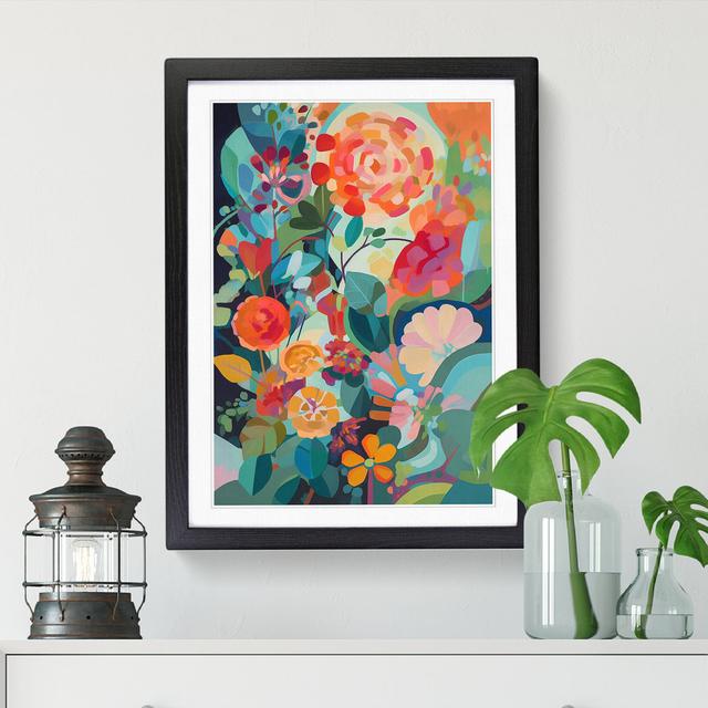 Marpain Floral Flowers Retro Vol.8 - Picture Frame Print Marlow Home Co. Frame Option: Black, Size: 64cm H x 46cm W on Productcaster.