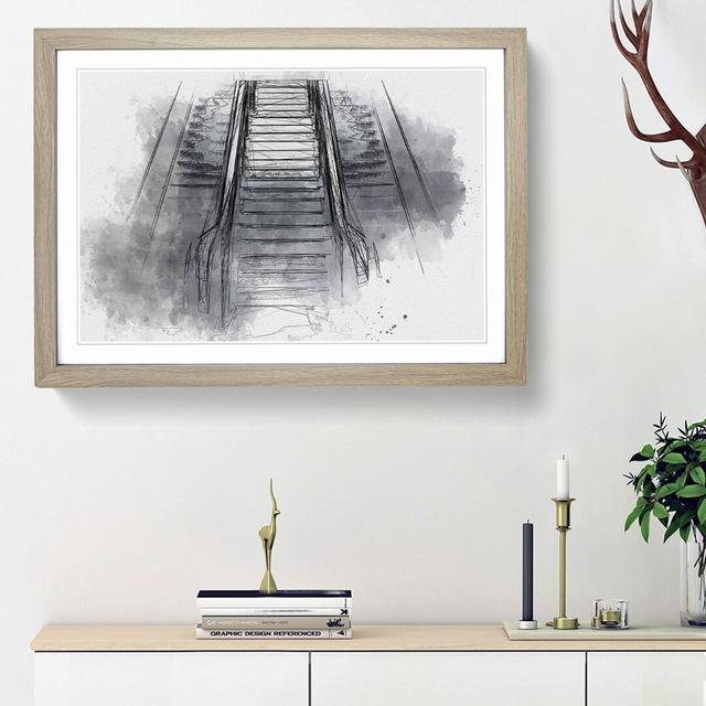 Escalator Heading up in Abstract - Picture Frame Graphic Art Print East Urban Home Frame Option: Oak Framed, Size: 62cm H x 87cm W x 2cm D on Productcaster.