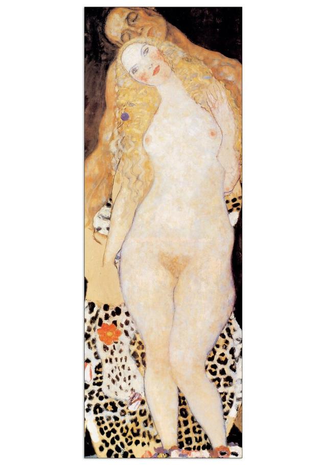 Adam And Eva by Klimt - Art Print on Wood East Urban Home Size: 140cm H x 49cm W x 1.8cm D on Productcaster.