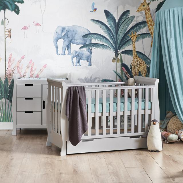 Stamford Mini Cot 2-Piece Nursery Furniture Set Obaby Colour: Warm Grey on Productcaster.