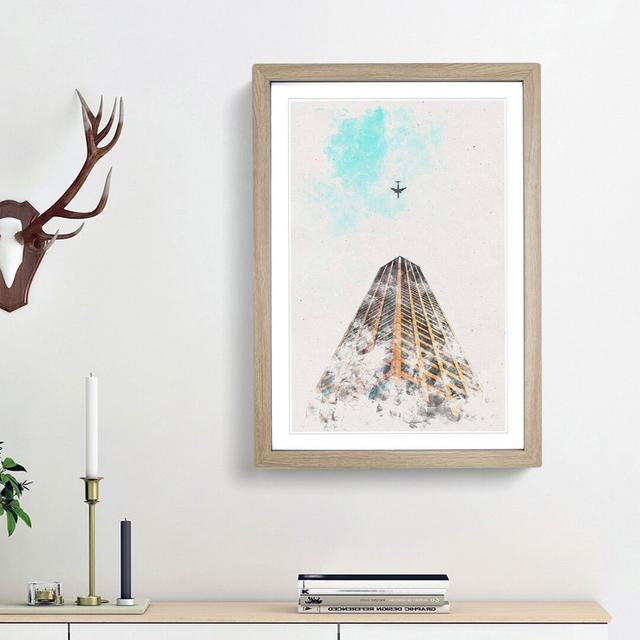 Airplane Flying Above Tokyo Watercolour - Picture Frame Graphic Art East Urban Home Frame Option: Oak Framed, Size: 45cm H x 33cm W x 2cm D on Productcaster.