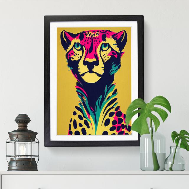 Cheetah Neon - Picture Frame Graphic Art Latitude Vive Format: Oak Framed, Size: 64cm H x 46cm W on Productcaster.