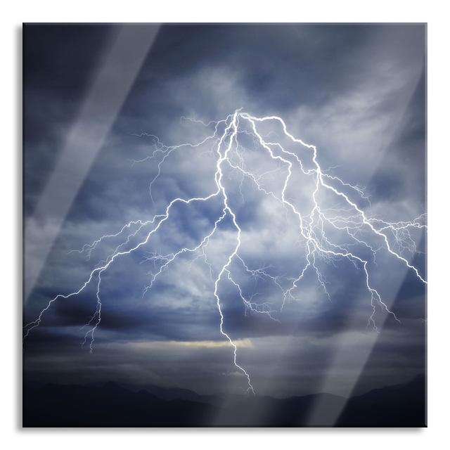 Lightning In A Stormy Sky - No Frame Print on Glass Alpen Home Size: 70cm H x 70cm W x 0.4cm D on Productcaster.