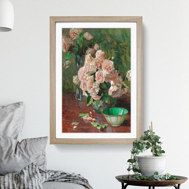 White Roses by Carl Moll - Picture Frame Painting East Urban Home Size: 65cm H x 48cm W x 2cm D, Frame Option: Oak Framed on Productcaster.