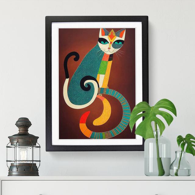 Cat Indian Art - Picture Frame Print ClassicLiving Format: Oak Framed, Size: 34cm H x 25cm W on Productcaster.