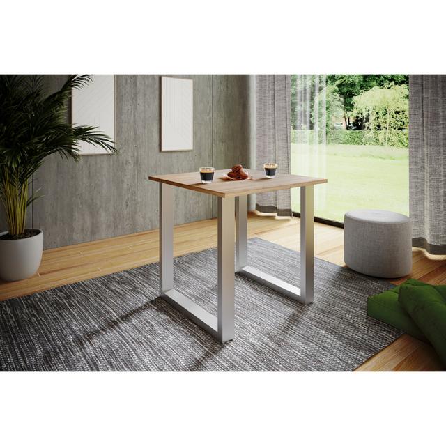 Latitude Run "Xona" dining table with a U-shaped base Latitude Run Table Top Colour: Natural brown, Size: 76cm H x 80cm W x 50cm D, Table Base Colour: on Productcaster.