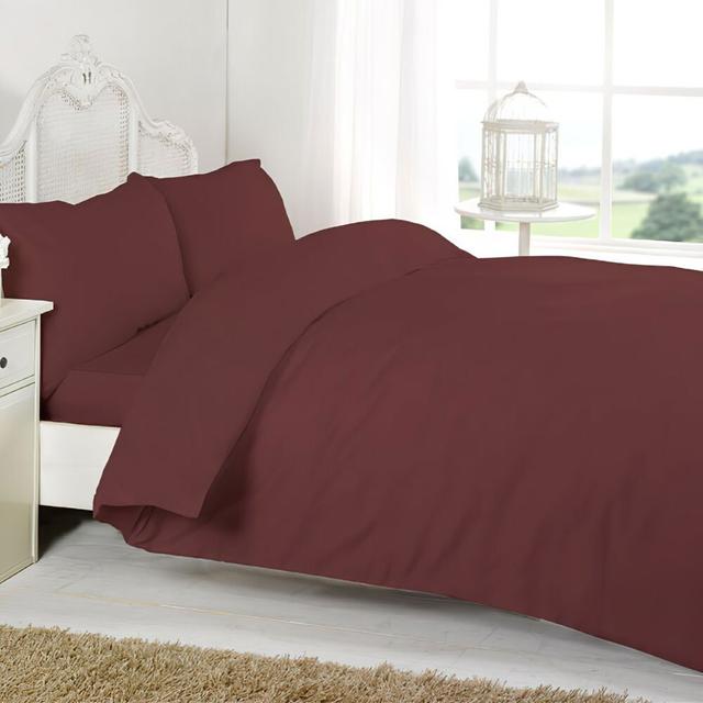 Brittneyann Satin Solid Colour Duvet Cover Set with Pillowcases Ebern Designs Colour: Chocolate, Size: Double Duvet Cover + 2 Standard Pillowcases on Productcaster.