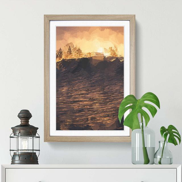 Wave Touching the Trees in Abstract - Picture Frame Graphic Art Print East Urban Home Frame Option: Oak, Size: 91cm H x 60cm W x 2cm D on Productcaster.