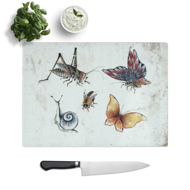 Glass insects Vol.1 by Katsushika Hokusai Chopping Board East Urban Home Size: 39 cm W x 28.5 cm L on Productcaster.