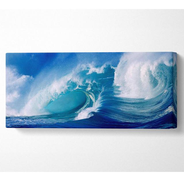 Huge Crashing Blue Ocean Wave - Wrapped Canvas Art Prints Highland Dunes Size: 81.3cm H x 183cm W on Productcaster.