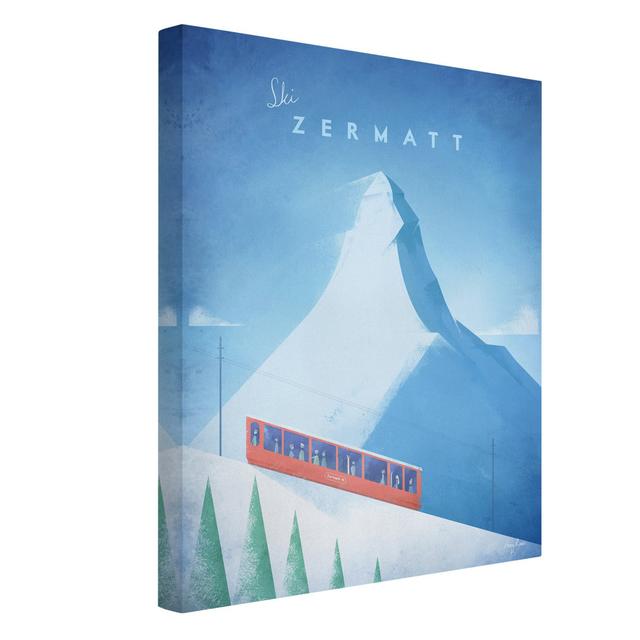 Travel Poster - Zermatt - Wrapped Canvas Graphic Art Union Rustic Size: 80cm H x 60cm W, Format: 330g/m² recycled canvas on Productcaster.