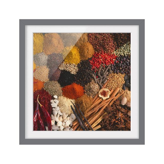 Exotic Spices - Picture Frame Photograph Art Print on Paper East Urban Home Size: 50cm H x 50cm W, Rahmenoptionen: Matt grey on Productcaster.