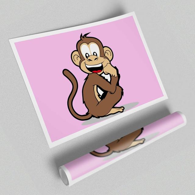 Sitting Monkey Smiling Childrens - Unframed Graphic Art Print on Paper East Urban Home Size: 60.96cm H x 83.82cm W on Productcaster.