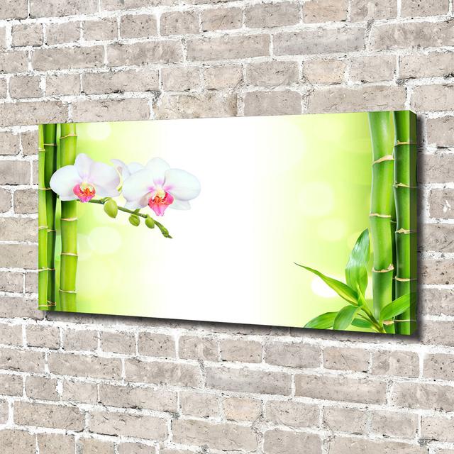 Orchid And Bamboo - Print Ebern Designs Format: Canvas, Size: 70cm H x 140cm W x 2cm D on Productcaster.