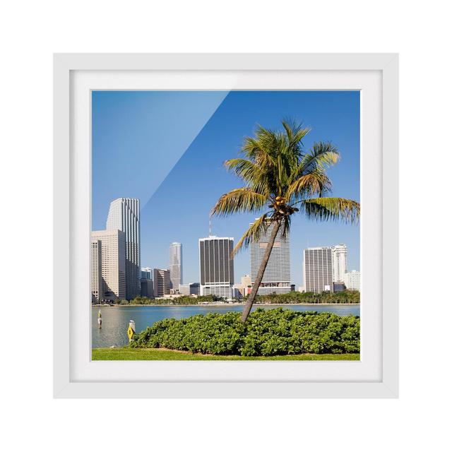 Miami Beach Skyline - Picture Frame Photograph Print on Paper East Urban Home Frame Option: Matt white, Size: 70cm H x 70cm W on Productcaster.