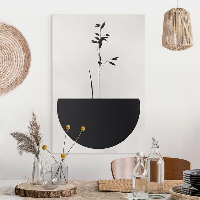 Graphic Plant World - Delicate Growth - Wrapped Canvas Graphic Art Rosalind Wheeler Format: Recycled Canvas 330g/m², Colour: Black/White, Size: 90cm H on Productcaster.