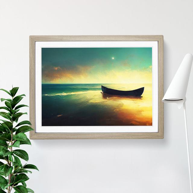 Sunlight over a Boat - Picture Frame Graphic Art Breakwater Bay Frame Colour: Grey, Size: 46cm H x 64cm W on Productcaster.