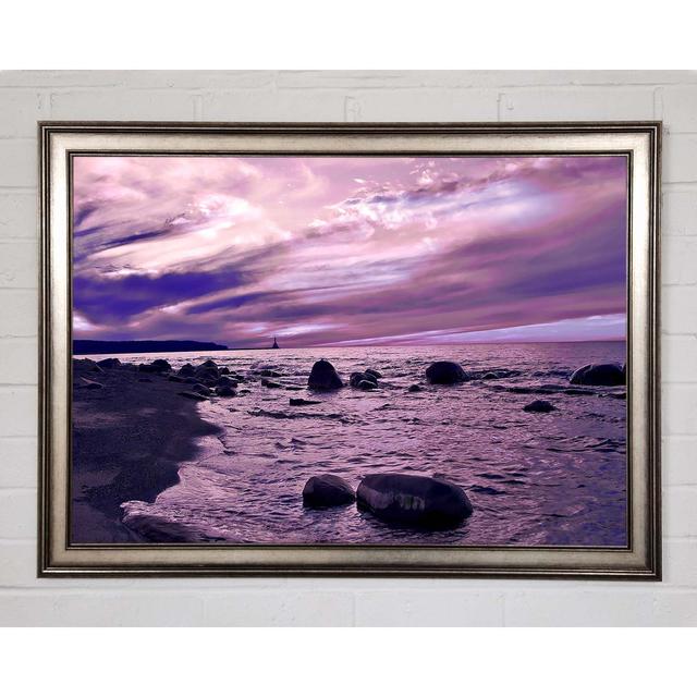 Stunning Lilac Sunset Ocean - Single Picture Frame Art Prints Highland Dunes Size: 29.7cm H x 42cm W x 1.5cm D on Productcaster.