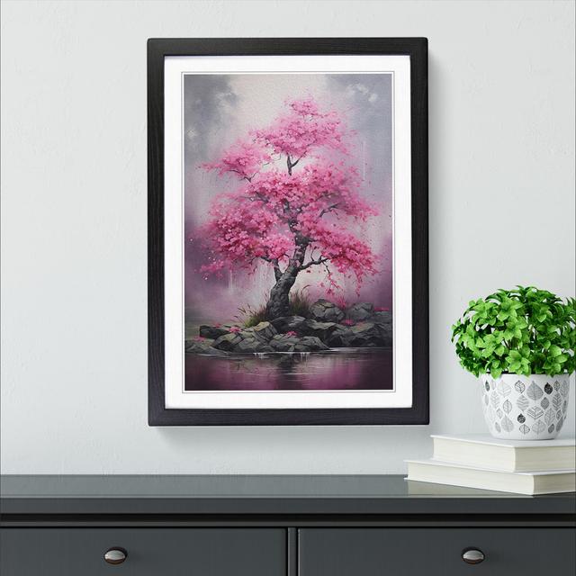 Cherry Blossom Tree Tachisme No.2 - Single Picture Frame Print on Wood Marlow Home Co. Size: 34cm H x 25cm W x 2cm D, Format: Black Framed on Productcaster.