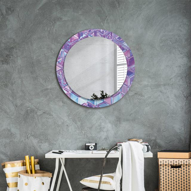 Huldar Round Glass Framed Wall Mounted Accent Mirror in Purple/Blue East Urban Home on Productcaster.