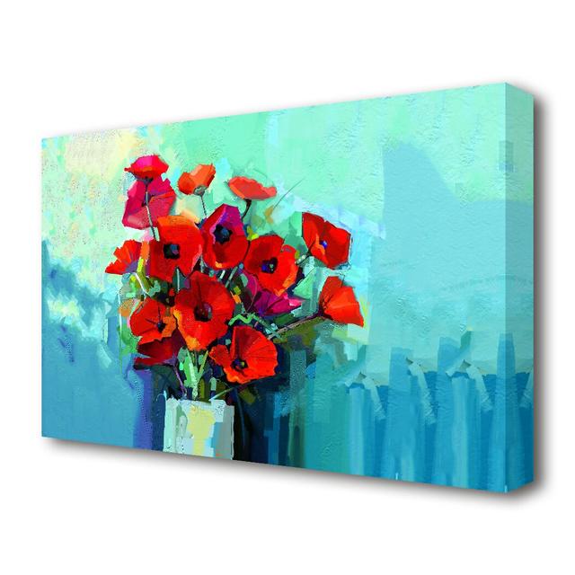 'Poppy Vase Beauty' Painting Print on Canvas East Urban Home Size: 81.3 cm H x 121.9 cm W on Productcaster.