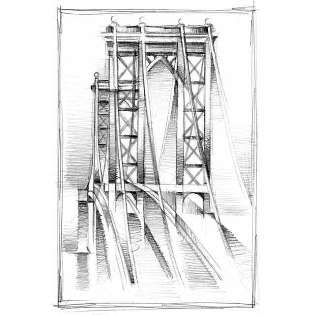 Art Deco Bridge Study I by Ethan Harper - Wrapped Canvas Drawing Williston Forge Size: 30cm H x 20cm W x 3.8cm D on Productcaster.