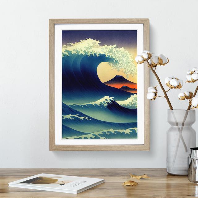 Amazing Japanese Wave - Single Picture Frame Print ClassicLiving Frame Colour: Oak, Size: 64cm H x 46cm W x 2cm D on Productcaster.