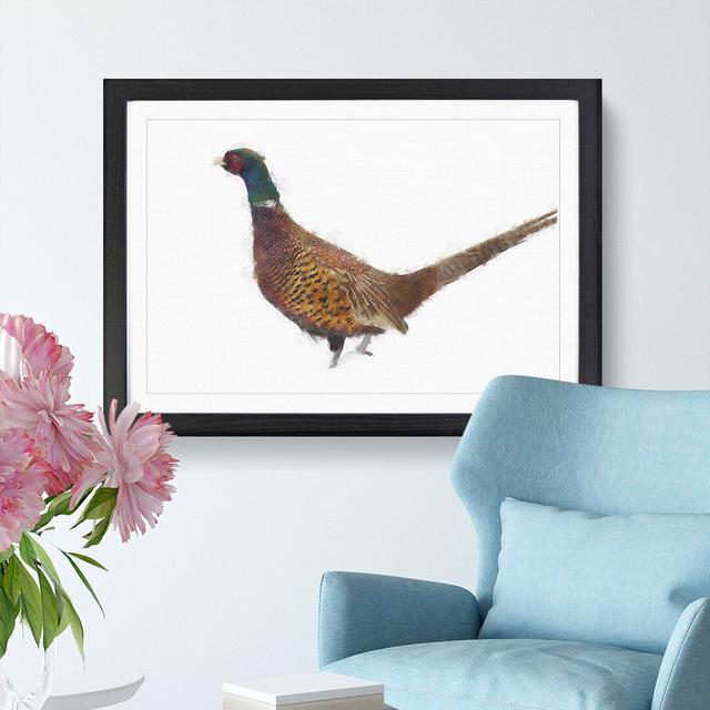 Pheasant Bird in Winter - Picture Frame Graphic Art Print East Urban Home Format: Black, Size: 24cm H x 33cm W x 2cm D on Productcaster.