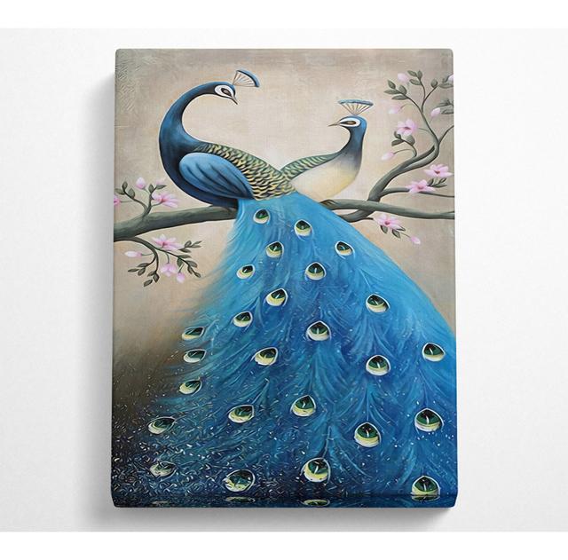 Pair Of Peacocks - No Frame Art Prints on Canvas ClassicLiving Size: 106.6cm H x 66cm W on Productcaster.