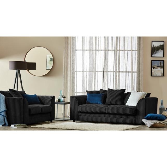 Meriden 2 - Piece Living Room Set Three Posts Upholstery Colour: Black on Productcaster.