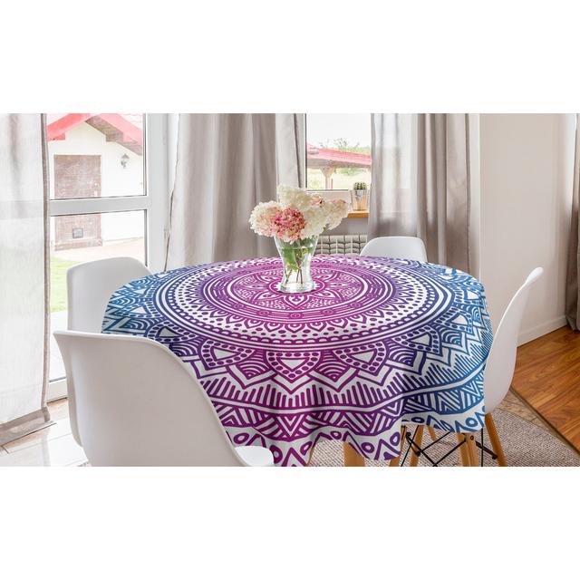 Tischdecke, Mandala Pattern, Blue White and Violet East Urban Home Farbe: Blau/Weiß/Lila on Productcaster.