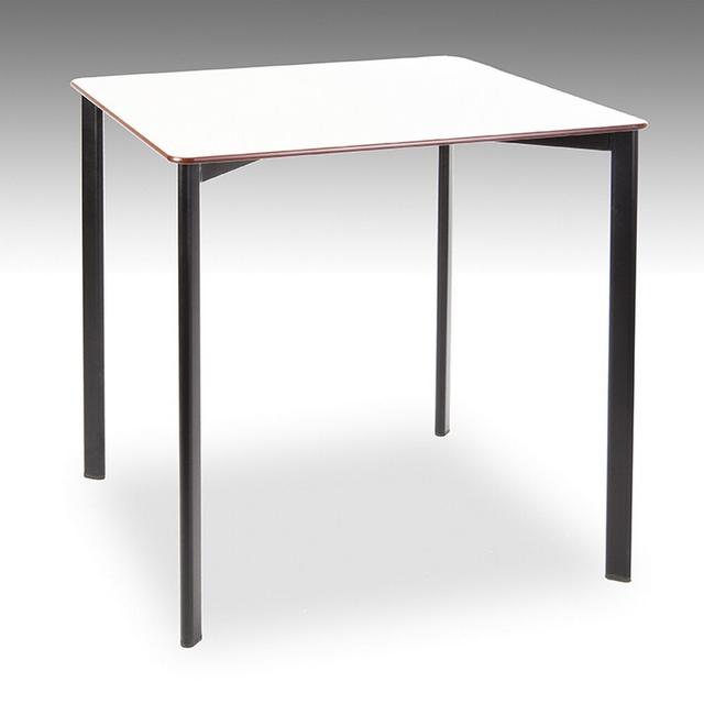 Taz Steel Dining Table Dakota Fields Table Top Colour: White, Table Base Colour: Black, Size: 75cm H x 90cm W x 90cm D on Productcaster.