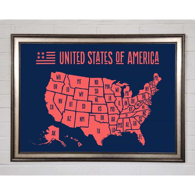 States Of America 1 - Single Picture Frame Art Prints Happy Larry Size: 59.7cm H x 84.1cm W x 1.5cm D on Productcaster.