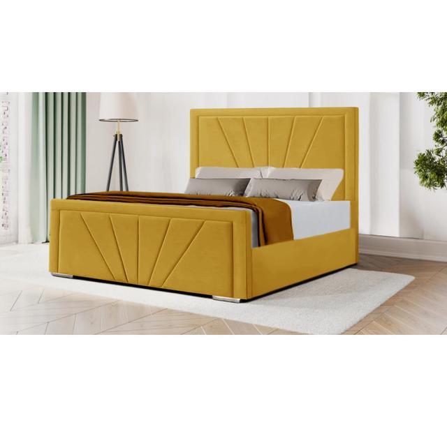 Valeria Upholstered Bed Ebern Designs Colour: Yellow Mustard, Size: King on Productcaster.