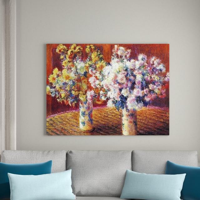 'Two Vases with Chrysanthemums' by Claude Monet Painting Print Astoria Grand Size: 90cm H x 120cm W x 1.8cm D on Productcaster.