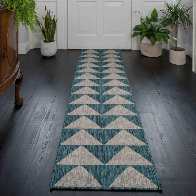 Aamiyah Geometric Hand Woven Blue Area Rug 17 Stories Rug Size: Runner 60 x 240cm on Productcaster.