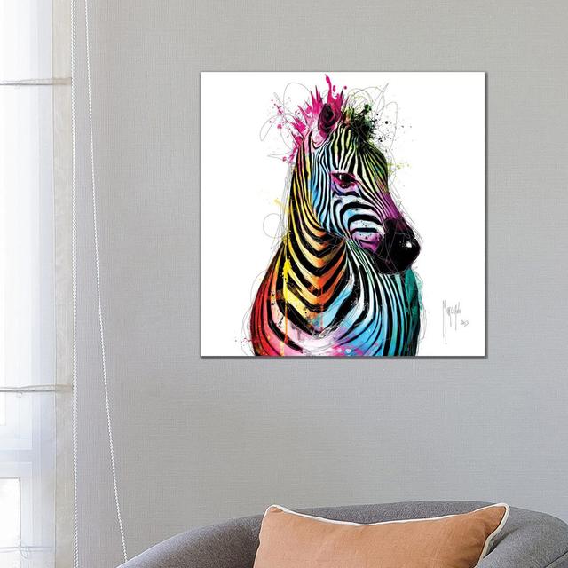 Zebra Pop by Patrice Murciano - Wrapped Canvas Gallery-Wrapped Canvas Giclée Latitude Run Size: 66.04cm H x 66.04cm W x 3.81cm D on Productcaster.