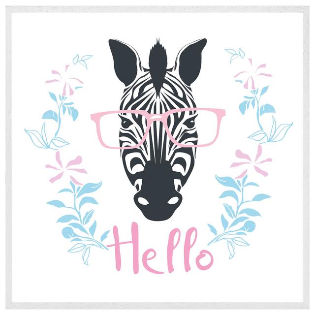 Biaggio Hello Zebra - Single Picture Frame Art Prints Maturi Size: 41cm H x 41cm W x 4cm D, Format: White Framed on Productcaster.