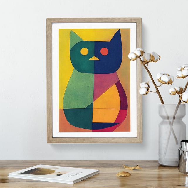 Cat in Abstract No.3 - Picture Frame Graphic Art 17 Stories Size: 34cm H x 25cm W x 2cm D, Frame Colour: Oak Framed on Productcaster.