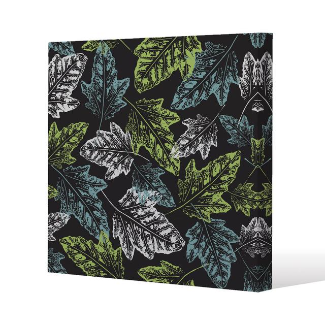 Leaf Print On Dark Bachground by Andrew Lee - Wrapped Canvas Print Andrew Lee Size: 61cm H x 61cm W x 4cm D on Productcaster.