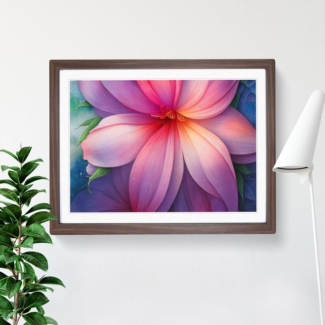 Enthralling Watercolour Flower - Picture Frame Painting Marlow Home Co. Size: 34cm H x 46cm W x 2cm D, Frame Colour: Walnut on Productcaster.