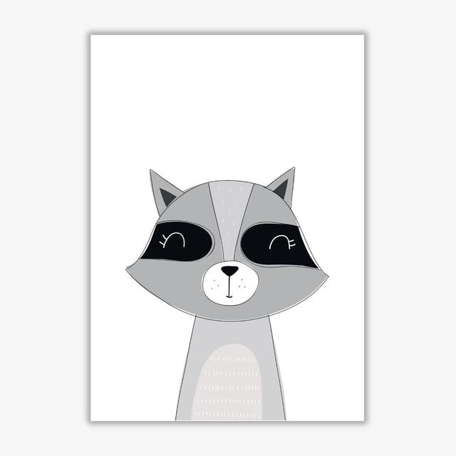 Scandi Raccoon - Painting Print on Paper East Urban Home Size: 85 cm H x 60 cm W x 1 cm D, Format: No Frame on Productcaster.