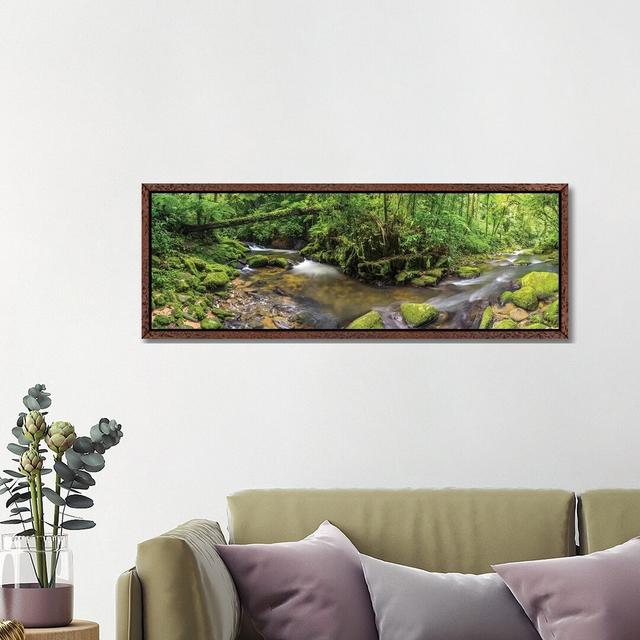 Jungle Panorama I by Glauco Meneghelli - Print on Canvas Union Rustic Size: 40.64cm H x 121.92cm W x 3.81cm D, Format: Brown Floater Frame on Productcaster.