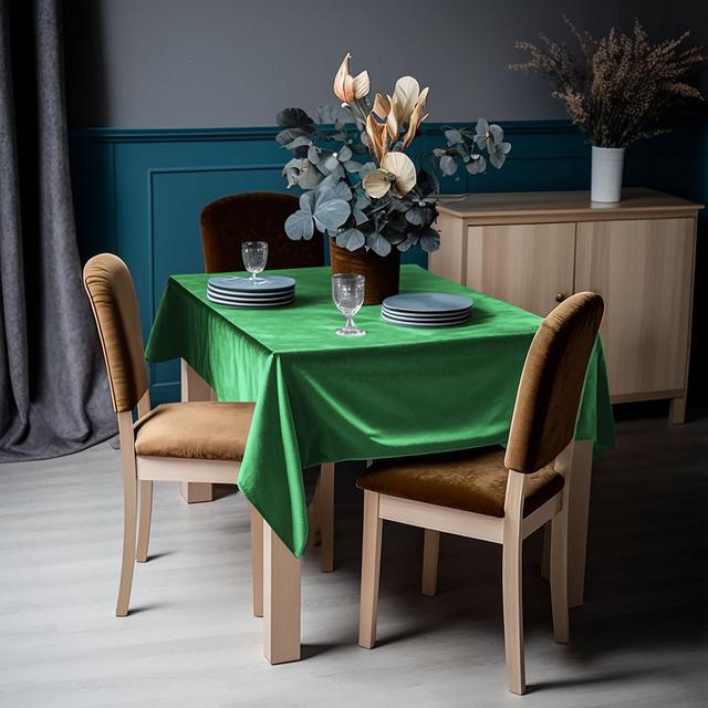 Matte Velvet Square Tablecloth Lilijan Home & Curtain Colour: Jade, Size: 52cm D x 140cm L on Productcaster.