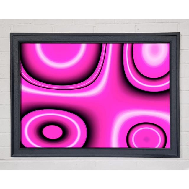 Circles In Squares Pink Framed Print Ivy Bronx Size: 21cm H x 29.7cm W x 1.5cm D, Format: Grey Framed Paper on Productcaster.