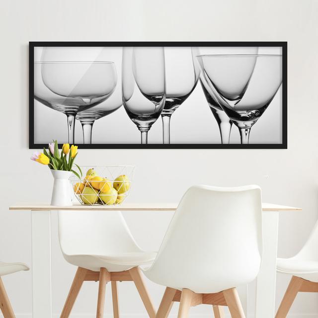 Noble Glasses Black and White - Picture Frame Graphic Art Ebern Designs Frame Option: Black Framed, Size: 30cm H x 70cm W x 2cm D on Productcaster.